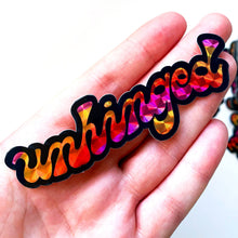 Load image into Gallery viewer, Unhinged Type Prismatic Vinyl Sticker
