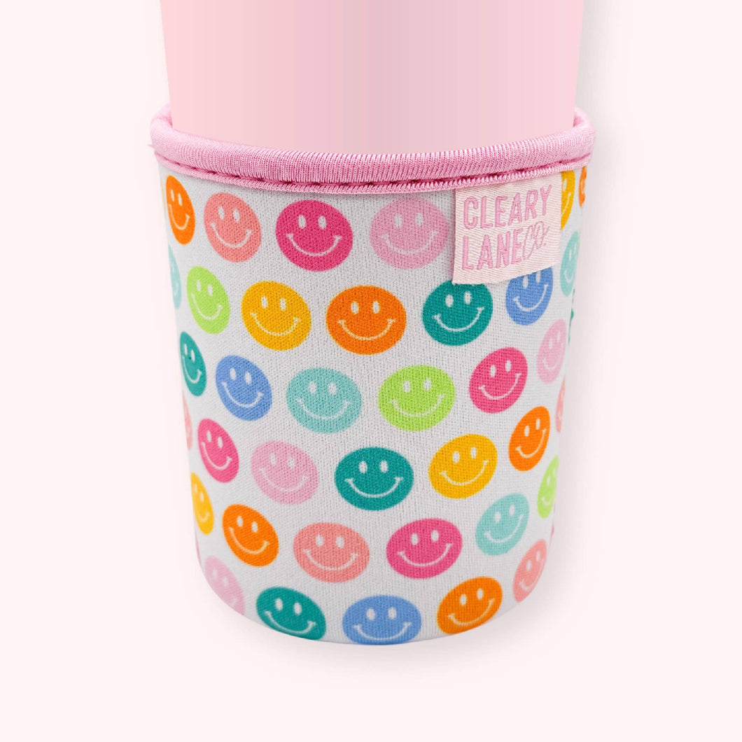 Blush Rainbow Smiley Face Drink Sleeve: Small 16oz