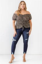 Load image into Gallery viewer, Zenobia Plus Size Frill Ruched Off-Shoulder Short Sleeve Blouse
