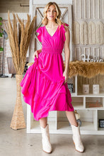 Load image into Gallery viewer, Reborn J V-Neck Ruffle Trim Tiered Midi Dress
