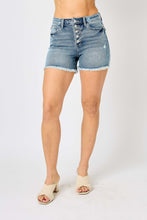 Load image into Gallery viewer, Judy Blue Full Size Button Fly Raw Hem Denim Shorts
