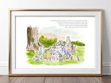 Load image into Gallery viewer, Pooh Party Watercolor Illustration 8x10
