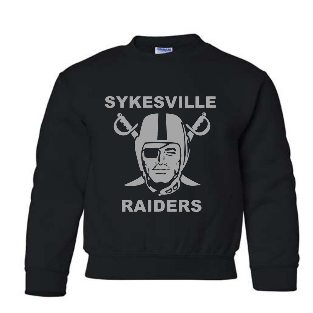 Sykesville Raiders youth crewneck sweatshirt- black