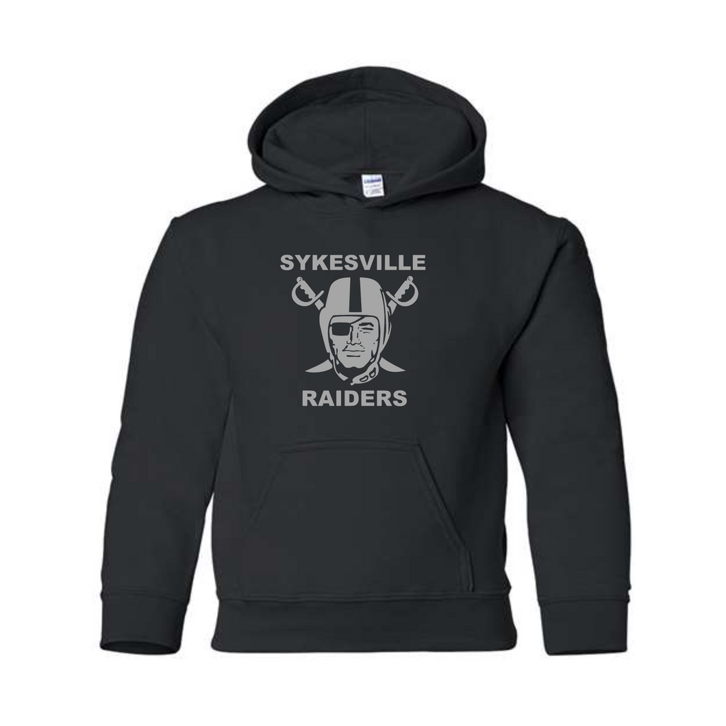 Sykesville Raiders youth hooded sweatshirt- black