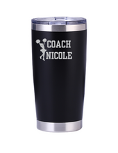 Load image into Gallery viewer, Sykesville Raiders football/cheer black 20oz double walled stainless tumbler
