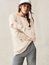 Load image into Gallery viewer, Waffle-Knit Round Neck Long Sleeve Sweater
