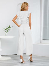 Load image into Gallery viewer, Ruffled Surplice Cap Sleeve Jumpsuit
