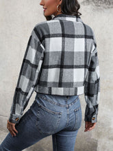 Load image into Gallery viewer, Plaid Button Up Drop Shoulder Cropped Jacket
