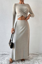 Load image into Gallery viewer, Ribbed Round Neck Top and Skirt Set
