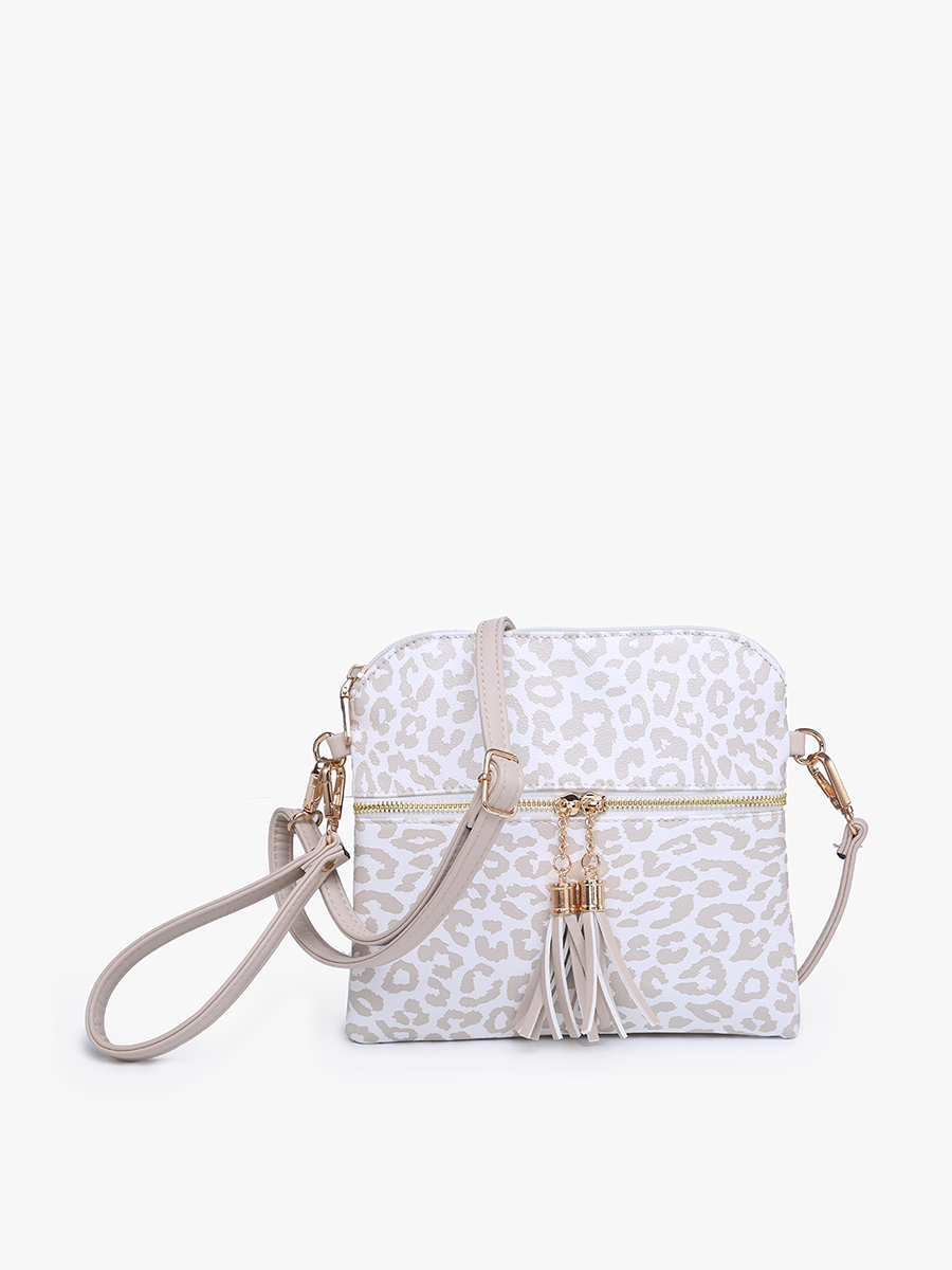 Cheetah Crossbody/Wristlet w/ Front Zip Pocket: Beige