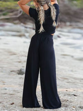 Load image into Gallery viewer, Round Neck Short Sleeve Top and Pocketed Pants Set
