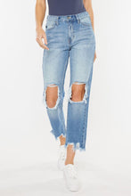 Load image into Gallery viewer, Kancan High Waist Chewed Up Straight Mom Jeans
