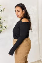 Load image into Gallery viewer, Culture Code Full Size Ribbed Surplice Cold Shoulder Top
