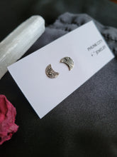 Load image into Gallery viewer, Sterling Speckled Luna Studs
