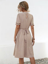 Load image into Gallery viewer, Printed Mock Neck Flounce Sleeve Dress
