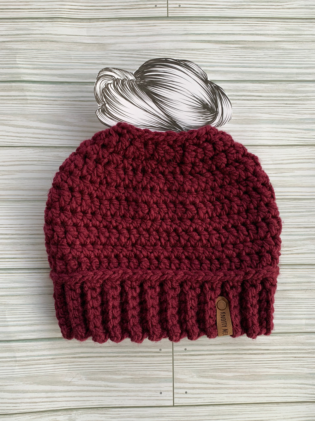 Burgundy Messy Bun Beanie