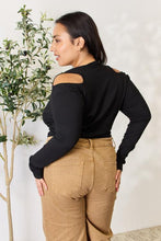 Load image into Gallery viewer, Culture Code Full Size Ribbed Surplice Cold Shoulder Top
