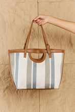 Load image into Gallery viewer, Fame Striped In The Sun Faux Leather Trim Tote Bag
