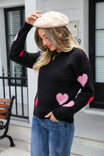 Load image into Gallery viewer, Heart Round Neck Droppped Shoulder Sweater
