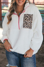 Load image into Gallery viewer, Half Zip Leopard Contrast Long Sleeve Sweatshirt
