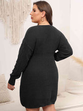 Load image into Gallery viewer, Plus Size Dropped Shoulder Long Sleeve Knit Mini Dress
