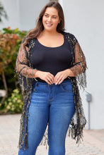 Load image into Gallery viewer, Plus Size Contrast Sequin Sheer Mesh Cardigan
