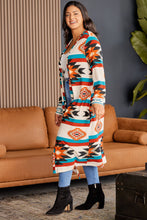 Load image into Gallery viewer, Plus Size Geometric Open Front Longline Cardigan
