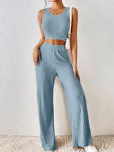 Load image into Gallery viewer, Ribbed Round Neck Tank and Pants Sweater Set
