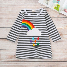 Load image into Gallery viewer, Girls Rainbow Graphic Striped Long Sleeve Dress
