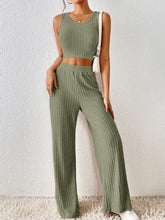 Load image into Gallery viewer, Ribbed Round Neck Tank and Pants Sweater Set
