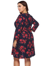 Load image into Gallery viewer, Plus Size Floral Print Half Zip Up Dress
