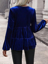 Load image into Gallery viewer, V-Neck Balloon Sleeve Peplum Blouse
