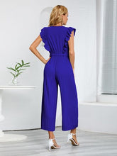 Load image into Gallery viewer, Ruffled Surplice Cap Sleeve Jumpsuit
