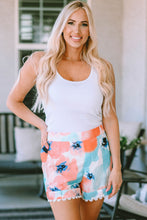 Load image into Gallery viewer, Printed Lace Trim Shorts with Pockets
