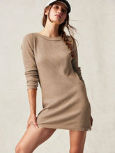 Load image into Gallery viewer, Waffle-Knit Round Neck Long Sleeve Sweater
