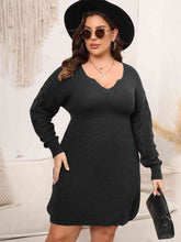 Load image into Gallery viewer, Plus Size Dropped Shoulder Long Sleeve Knit Mini Dress
