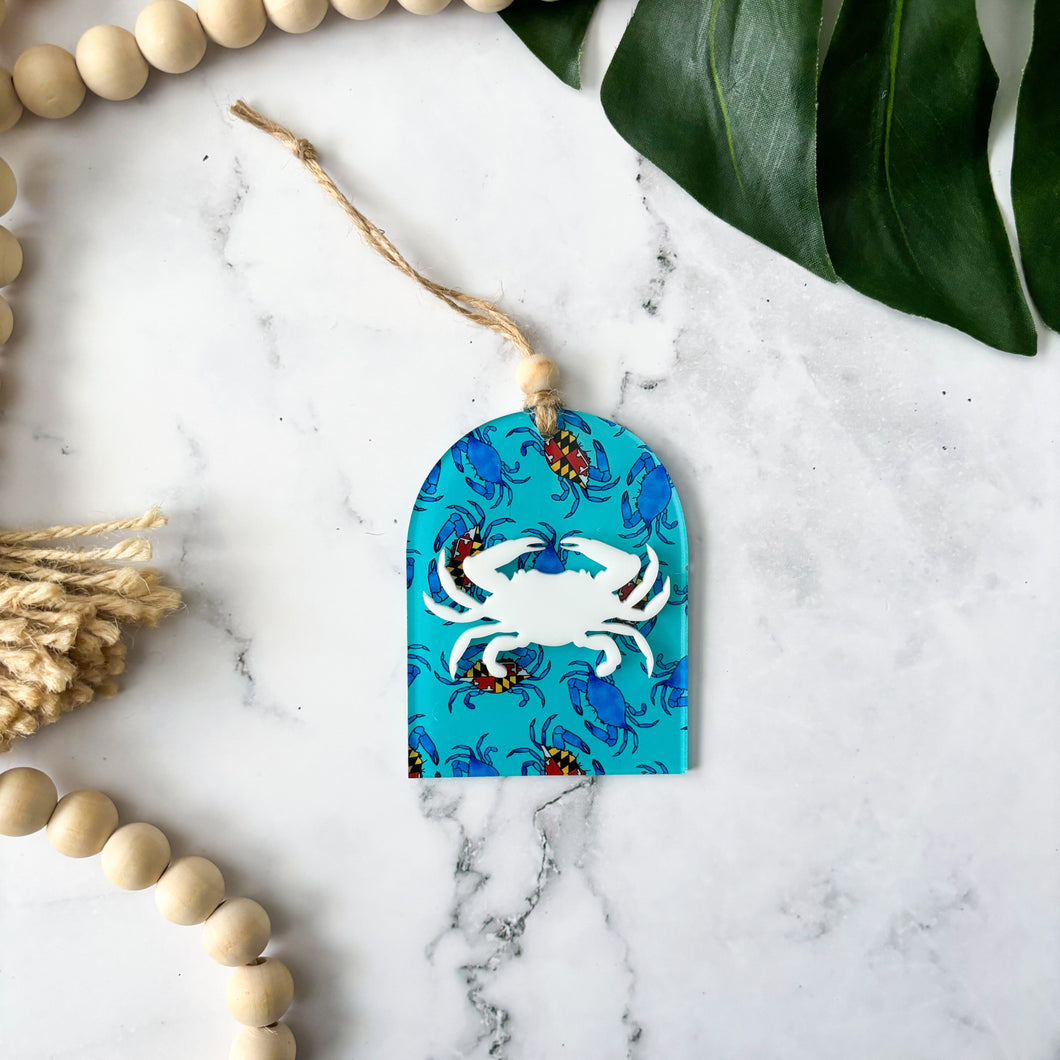 Maryland Blue Crab Patterned Acrylic Holiday Ornament