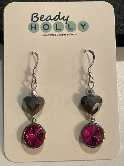 Swarovski Crystal Hearts and Rivoli Earrings