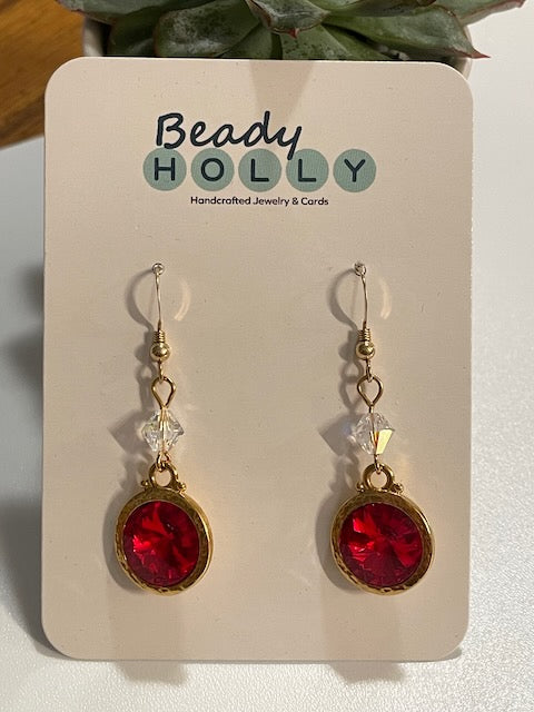 Red Swarovski Rivoli Earrings