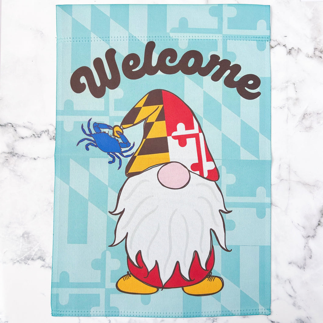 Maryland Garden Gnome Welcome Garden Flag