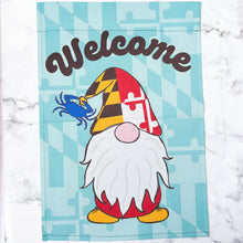 Load image into Gallery viewer, Maryland Garden Gnome Welcome Garden Flag
