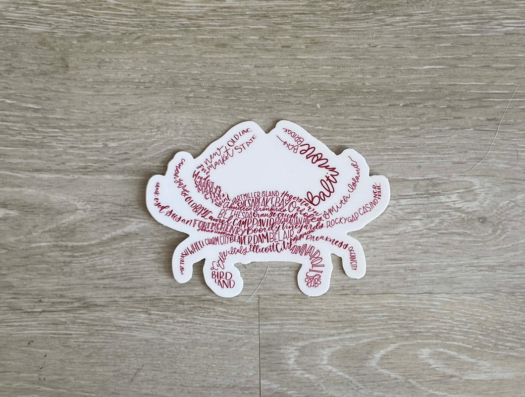 Hand Lettered Crab Sticker