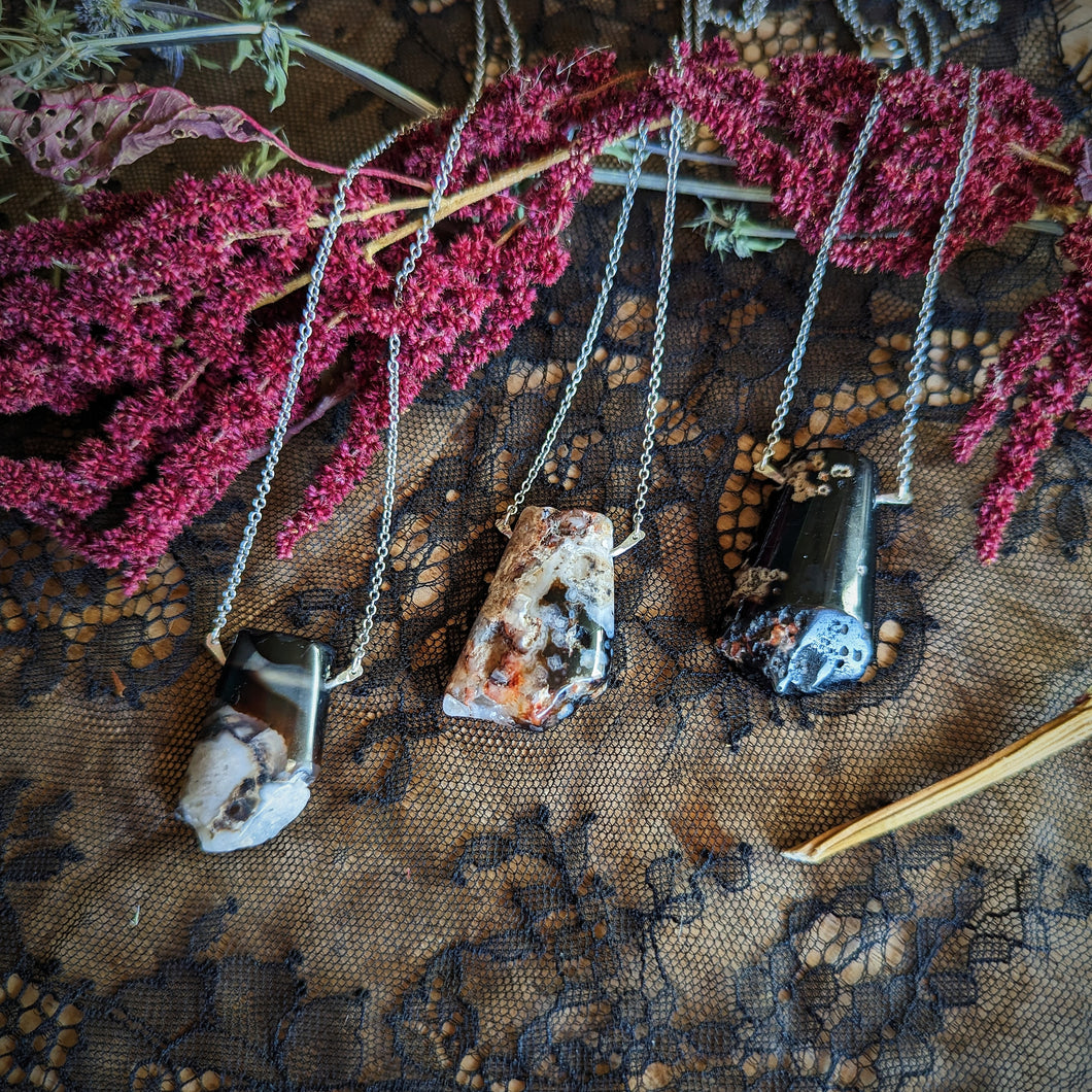 Flower Agate Beam Necklace