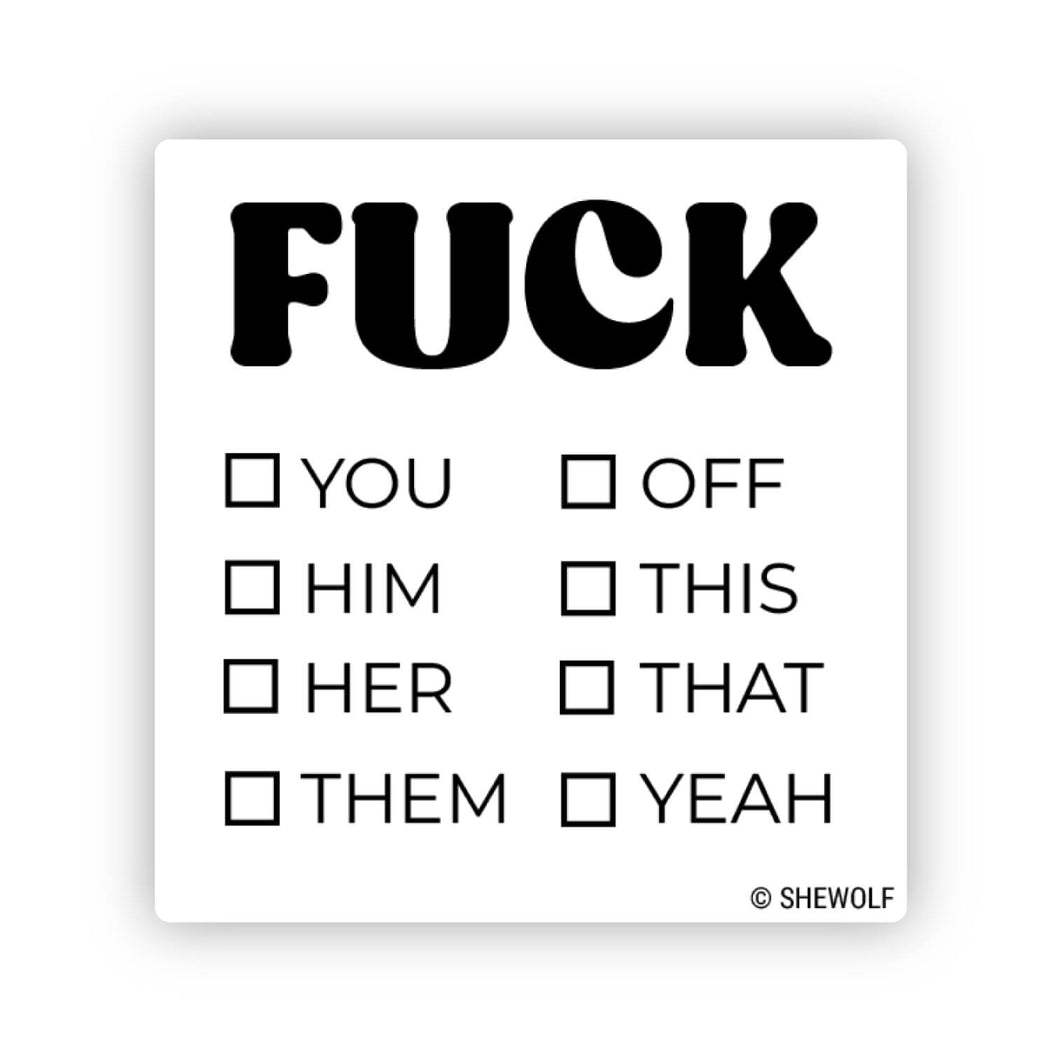 Personalized fuck checklist sticker