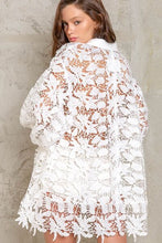 Load image into Gallery viewer, POL Lace Crochet Balloon Sleeve Button Down Shirt
