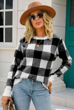 Load image into Gallery viewer, Checkered Ribbed Trim Knit Pullover
