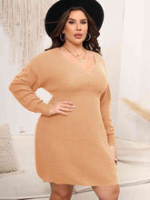 Load image into Gallery viewer, Plus Size Dropped Shoulder Long Sleeve Knit Mini Dress
