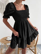 Load image into Gallery viewer, Smocked Square Neck Short Sleeve Dress
