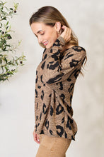 Load image into Gallery viewer, Hopely Full Size Leopard V-Neck Long Sleeve T-Shirt
