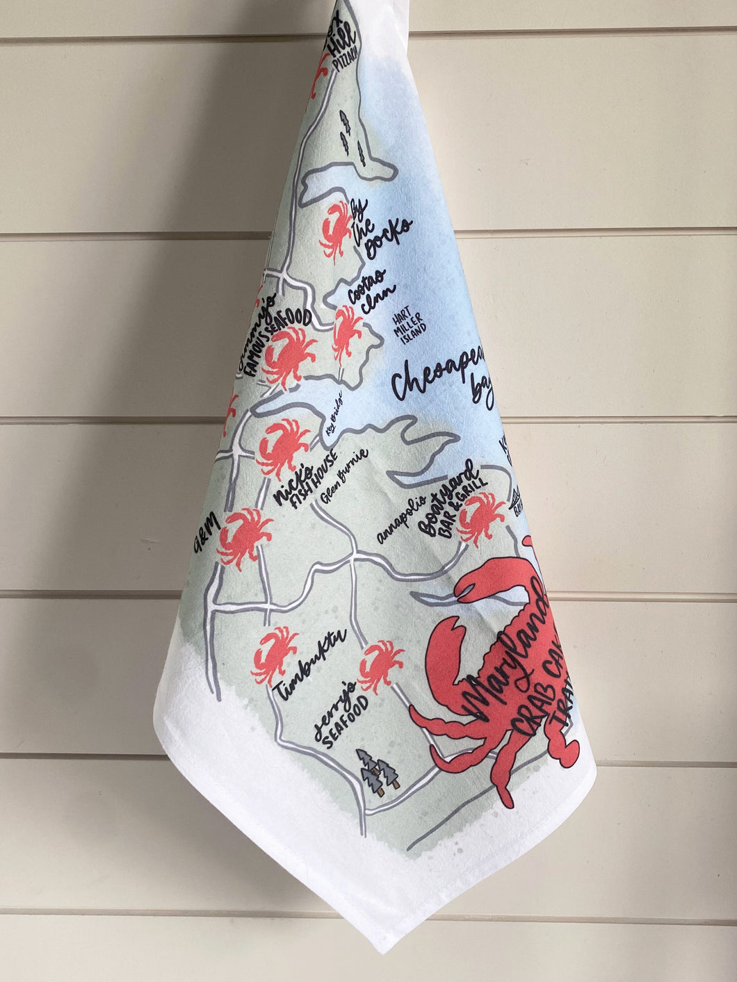 Maryland Crab Cake Trail Tea Towel